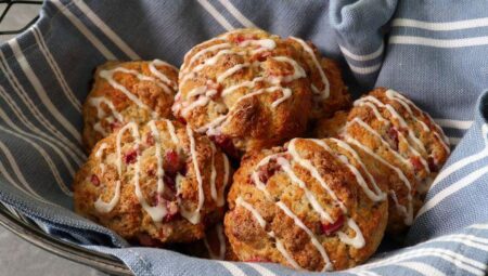 Strawberry Rhubarb Drop Biscuits