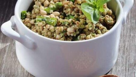 Gluten-Free Buckwheat, Asparagus, and Pesto Salad